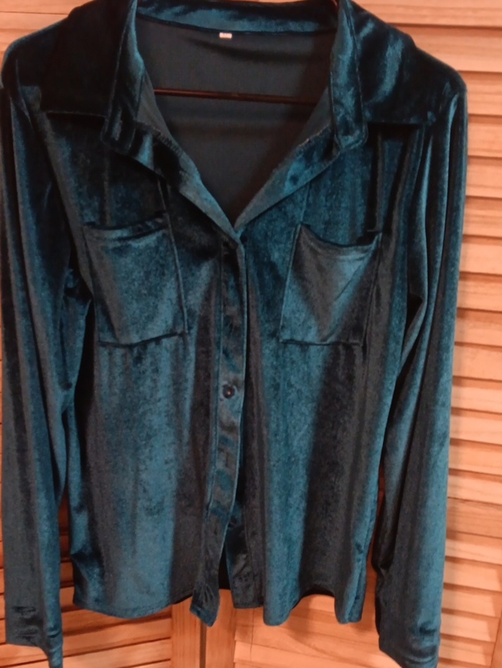 Blouse  Xl  button Up shirt  in Teal 39_42 " BUST